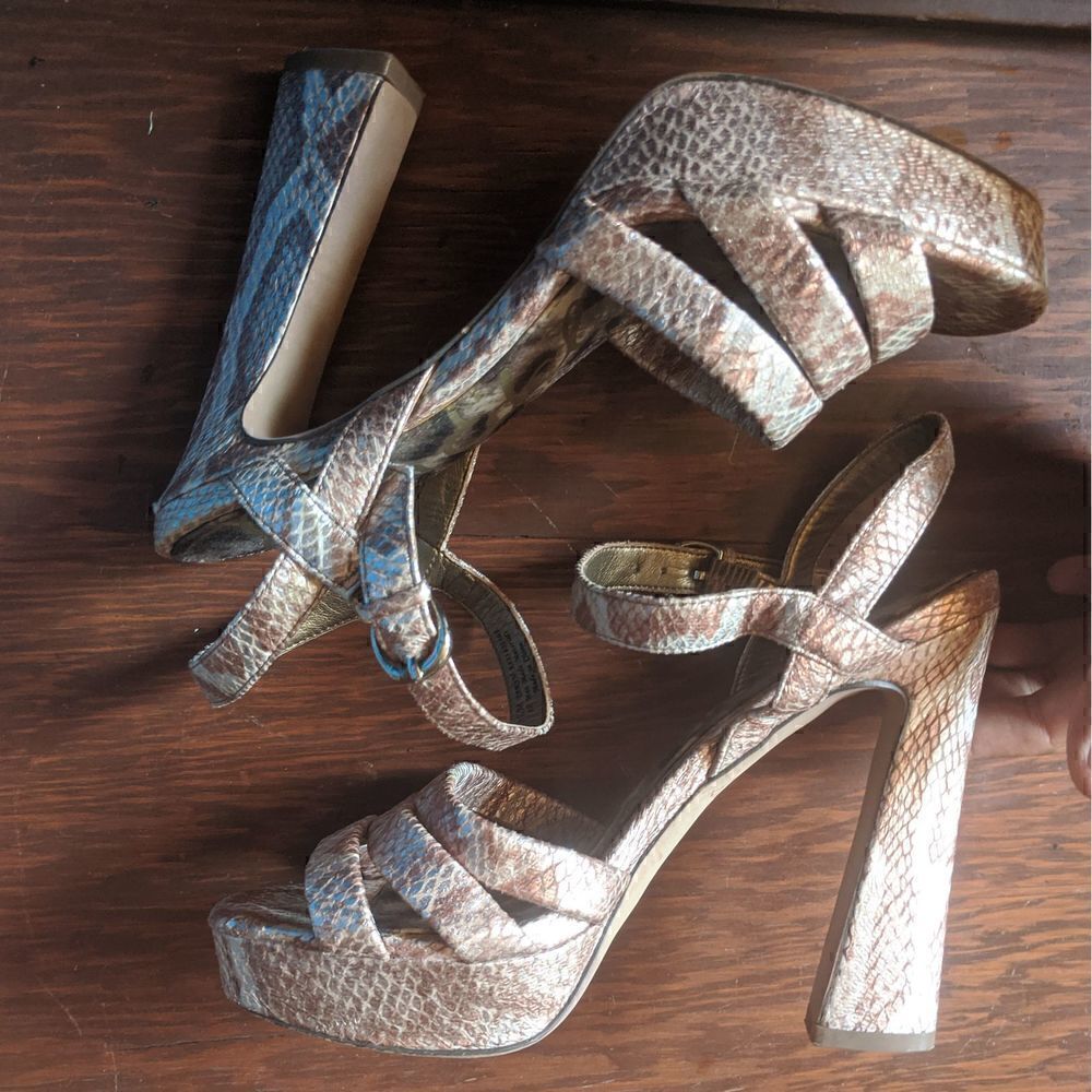 Sam Edelman Snake Skin Platform Heels - Picture 2 of 9